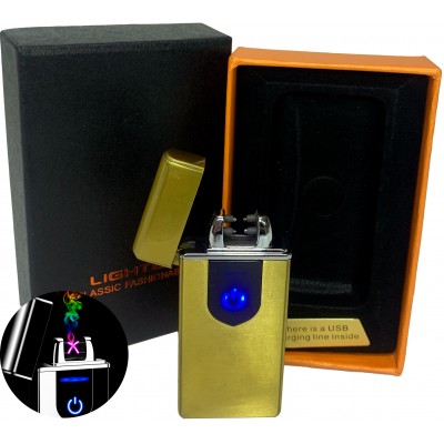 Электроимпульсная ⚡️ зажигалка в подарочной коробке Lighter HL-102 Golden