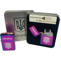Дуговая электроимпульсная USB зажигалка ⚡️ Украина ВСУ (металлическая коробка) HL-445-Rainbow