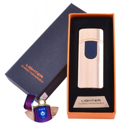 USB зажигалка в подарочной упаковке Lighter (Спираль накаливания) №HL-42 Gold