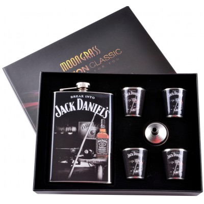 Подарочный набор 6в1 фляга, 4 рюмки, лейка Jack Daniels N-110