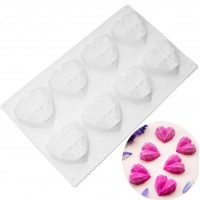 Форма силиконовая для евродесертов Сердце граненое 3D из 8 шт