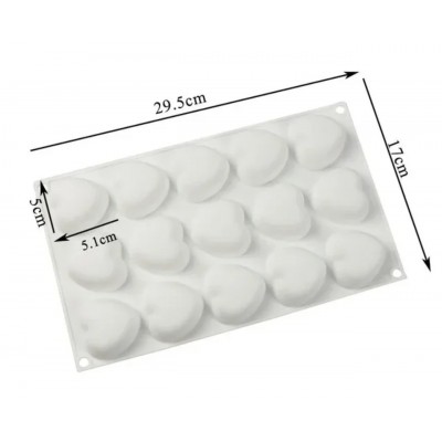 Форма силиконовая для евродесертов Сердце из 15 шт