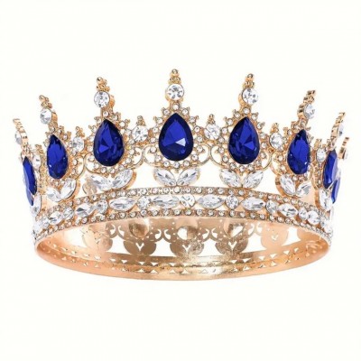 Декор для торта Корона D12 с синими камнями