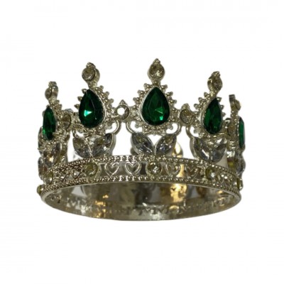 Декор для торта Корона D8 см с зелеными камнями