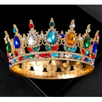 Декор для торта Корона D12 золото с разноцветными камнями Декор для торта Корона D12 золото с разноцветными камнями