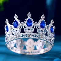 Декор для торта Корона D8 см с синими камнями