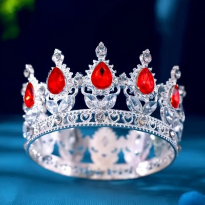 Декор для торта Корона D8 см с красными камнями
