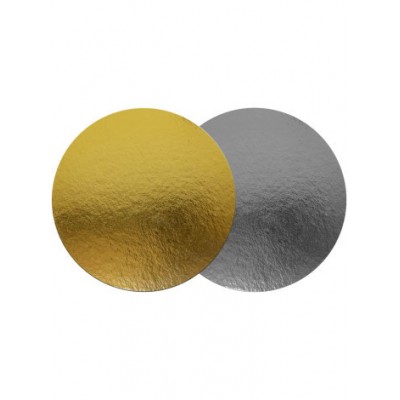 Ламинированная подложка для торта D 320 мм золото/серебро Ламинированная подложка для торта D 320 мм золото/серебро