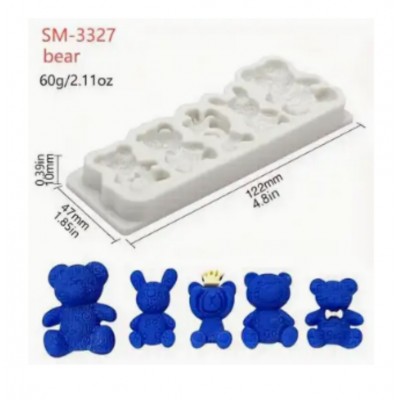 Молд Мишки из 5-ти для торта, мастики, шоколада