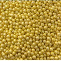 Посипка рисові кульки глазуровані жовті перламутрові D=3-4 мм 100г