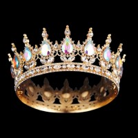 Декор для торта Корона D12 золотая с перламутровыми камнями