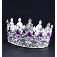 Декор для торта Корона D8 см с сиреневыми камнями