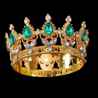 Декор для торта Корона D8 см с зелеными камнями