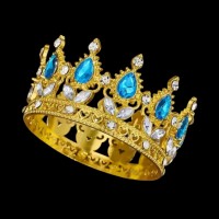 Декор для торта Корона D8 см с голубыми камнями