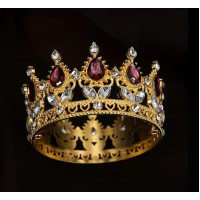 Декор для торта Корона D8 см с бордовыми камнями Декор для торта Корона D8 см с бордовыми камнями