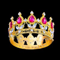 Декор для торта Корона D8 см с малиновыми камнями