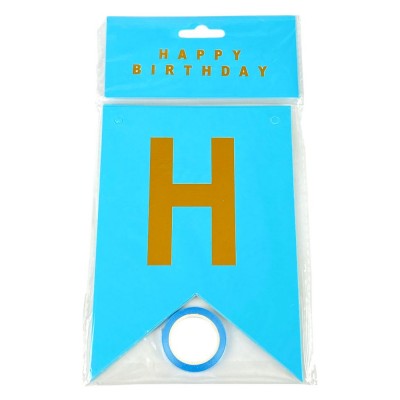 Гирлянда флажки HAPPY BIRTHDAY 12 х 17см (HB-1098  blue)