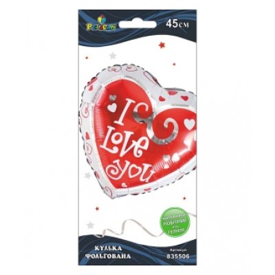 Шарик фольгированный Pelican, сердце бело красное I love you, 45см Разноцветный Pelican (835506)
