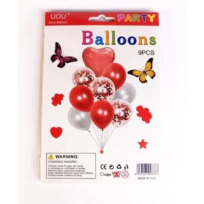 Набор из 9 шариков ,СЕРДЕЧКО КРАСНОЕ Красный Unison (836834-1 red)