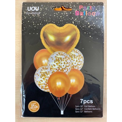 Набор из 7 шариков, ЗОЛОТО серце Разноцветный Pelican (836827-1  gold)