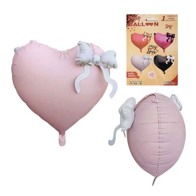 Шарики фольгированные Сердце с бантом 22'' розовый цвет (CX-14) Шарики фольгированные Сердце с бантом 22'' розовый цвет (CX-14)