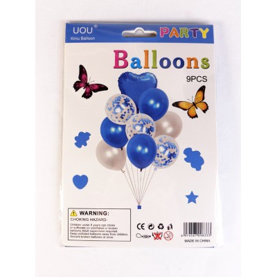 Набор из 9 шариков, СЕРДЕЧКО СИНЕЕ Голубой Unison (836838)