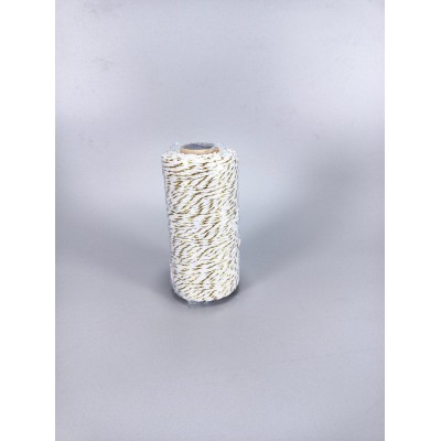 Бечевка  бело-золотая  2мм х 100м декоративная Золотой Unison (D03102 -white gold)