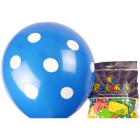 Шарики круглые Pelikuk 12' (30 см) цвета микс - горошек, 50шт/уп