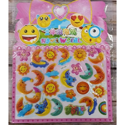 Наклейки пластиковые рельефные 19,5*25см, Луна и солнце 20шт/уп Наклейки пластиковые рельефные 19,5*25см, Луна и солнце 20шт/уп