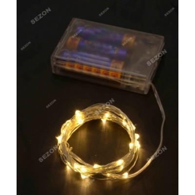 Роса на батарейках  50 LED, 5м, белый теплый  (100)