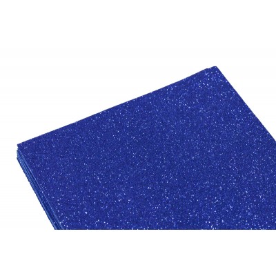 Фоамиран 1,8мм синий  с глиттером -10листов, 7944