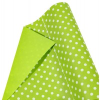 Крафт бумага  зеленый  в белый горох