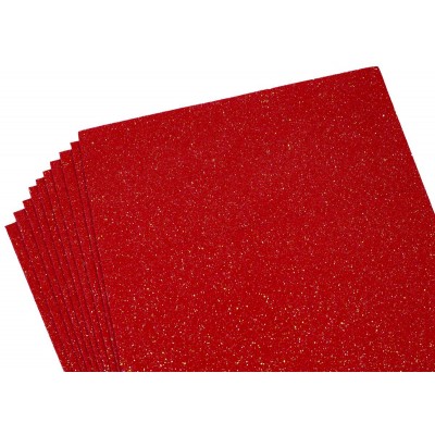 Фоамиран 1,8мм  красный с глиттером, перелив. разными цветами, 10502