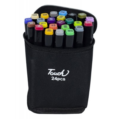 Набор скетч маркеров двуст-них, скошеный круглый наконечник, 24 цветов