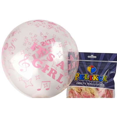 Шарики круглые Pelikuk 12' (30 см)  розовый прозрачный - It's girl, 50шт/уп Шарики круглые Pelikuk 12' (30 см)  розовый прозрачный - It's girl, 50шт/уп