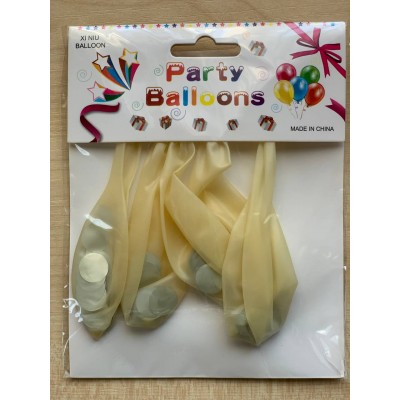 Шарики 10' (26см) конфетти- серебряные, 5шт/уп,