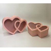 Подарочная коробка двойное сердце - розовое, в наборе - 2 шт., W3161