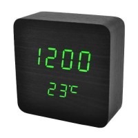 Часы сетевые VST-872-4, зеленые, (корпус черный) температура, USB