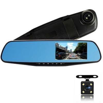 Автомобильный видеорегистратор-зеркало L-9002, LCD 4.3'', 2 камеры, 1080P Full HD