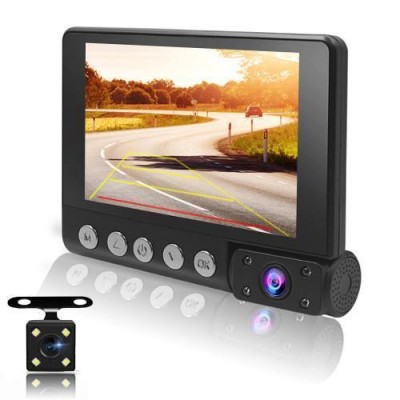 Автомобильный видеорегистратор C9, LCD 4'', WDR, 1080P Full HD, 3 камеры