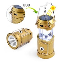 Фонарь кемпинг 5800T-1W+6LED, солнечная батарея, ЗУ 220V, встроенный аккумулятор, power bank