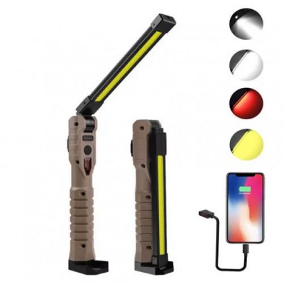 Фонарь WORKLIGHT WL-08-XPE+COB(White+Yellow+Red), Power Bank, Li-Ion аккум., поворот180º+180º, магнит, зажим, крюк, ЗУ Type-C, Box