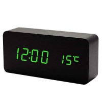 Часы сетевые VST-862-4 зеленые, (корпус черный) температура, USB