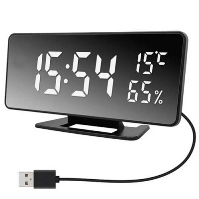 Часы сетевые VST-888Y-6, белые, температура, влажность, USB
