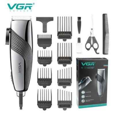 Машинка (триммер) для стрижки волос и бороды VGR V-121, Professional, 8 насадок, Ножницы + Расческа, от сети