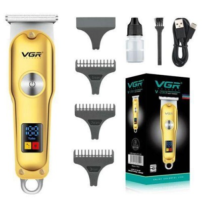 Машинка (триммер) для стрижки волос и бороды VGR V-290, Professional, 3 насадки, LED Display, встр. аккум.