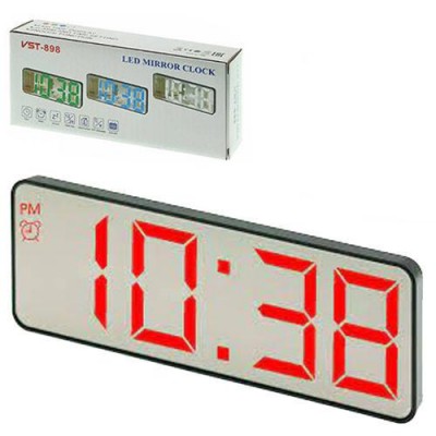 Часы сетевые VST-888Y-1, красные, температура, влажность, USB