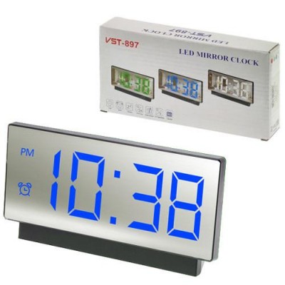 Часы сетевые VST-897-5, синие, температура, USB