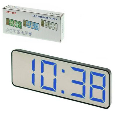 Часы сетевые VST-898-5, синие, температура, USB