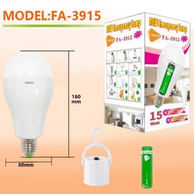 Светодиодная LED лампочка с аккумулятором FA-3915, 15W, E27, 1x18650, колпачек-кемпинг